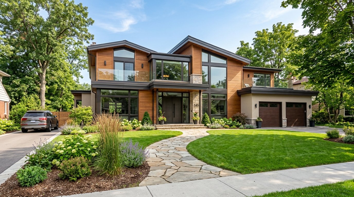 Contemporary single family residential home facade
